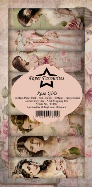 Paper Favourites - Designpapier "Rose Girls " Slim Paper Pack 3x8 Inch - 24 Bogen