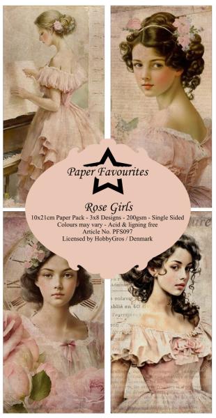 Paper Favourites - Designpapier "Rose Girls " Slim Paper Pack 3x8 Inch - 24 Bogen