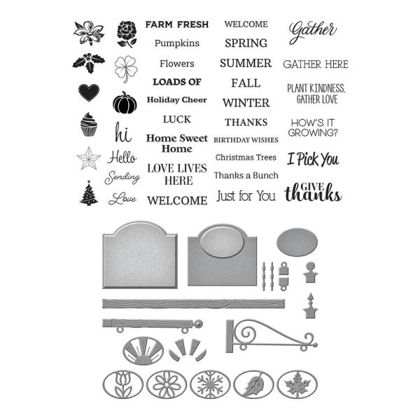 Spellbinders - Stempelset & Stanzschablone "Welcome Sign & Sentiments" Clear Stamps & Dies