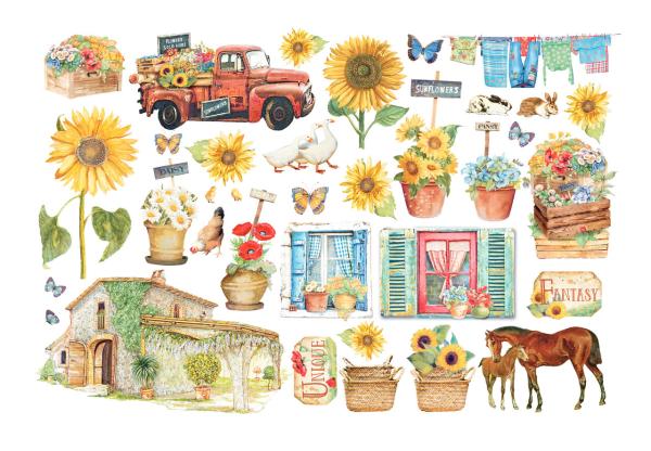 Stamperia - Stanzteile "Sunflower Art" Die Cuts Ephemera