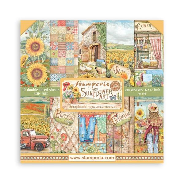 Stamperia - Designpapier "Sunflower Art" Paper Pack 12x12 Inch - 10 Bogen