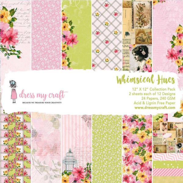 Dress My Craft - Designpapier "Whimsical Hues" Paper Pack 12x12 Inch - 24 Bogen