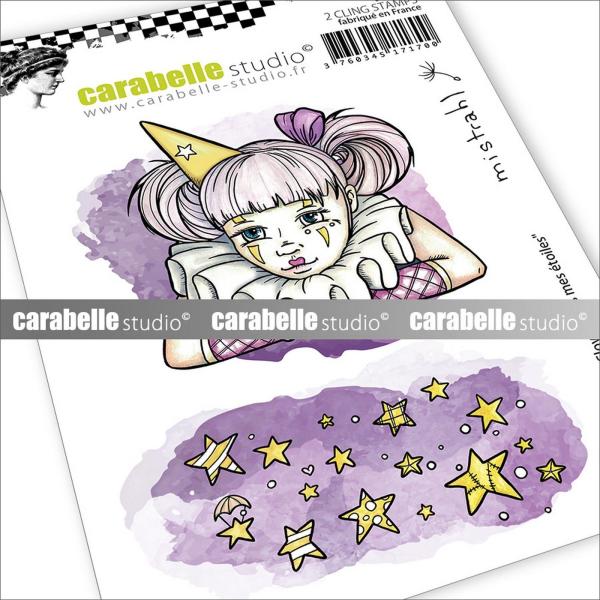 Carabelle Studio - Gummistempelset "Clown Dans Les Étoiles" Cling Stamp