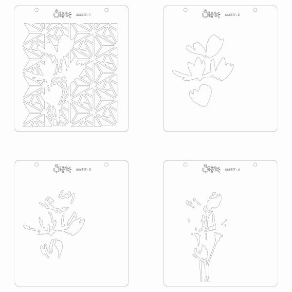 Sizzix - Schablone "Geo Flowers" Layered Stencil Design by Olivia Rose