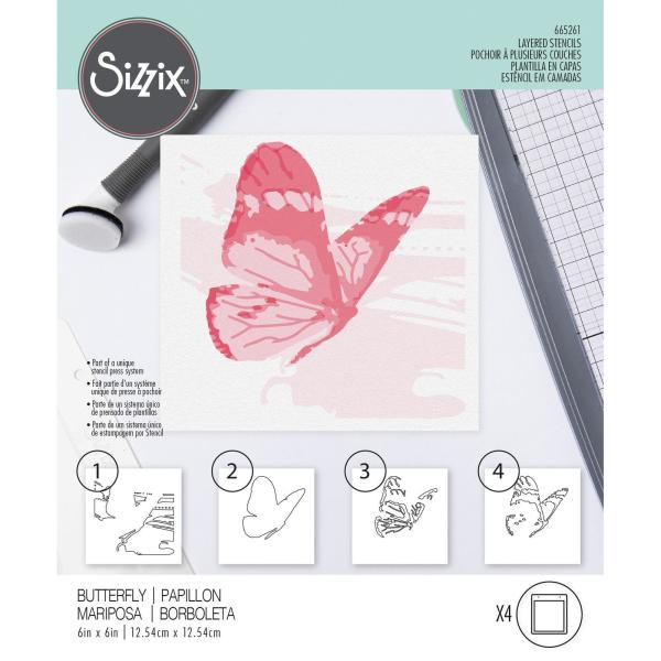 Sizzix - Schablone "Flowers" Layered Stencil Design by Olivia Rose