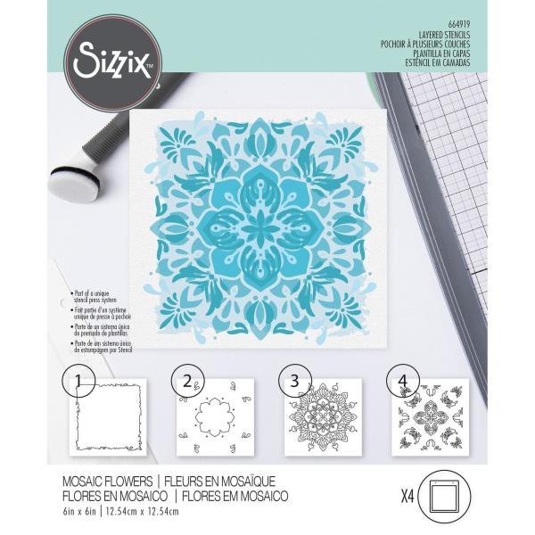 Sizzix - Schablone "Mosaic Flowers" Layered Stencil Design by Olivia Rose