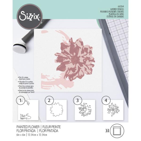 Sizzix - Schablone "Painted Flower" Layered Stencil Design by Olivia Rose