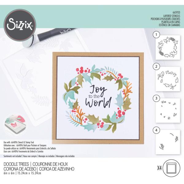 Sizzix - Schablone "Holly Wreath" Layered Stencil Design by Lisa Jones