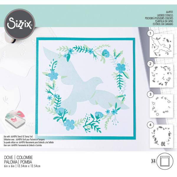 Sizzix - Schablone "Dove" Layered Stencil Design by Olivia Rose