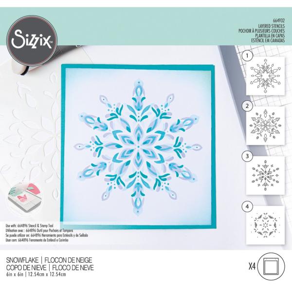 Sizzix - Schablone "Snowflake" Layered Stencil