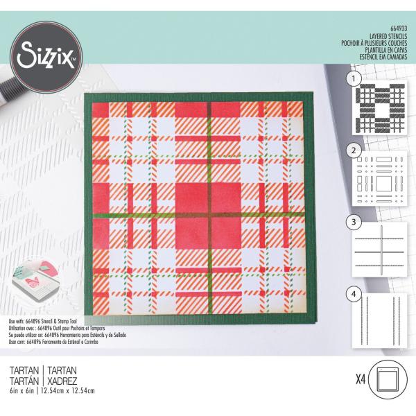 Sizzix - Schablone "Tartan" Layered Stencil