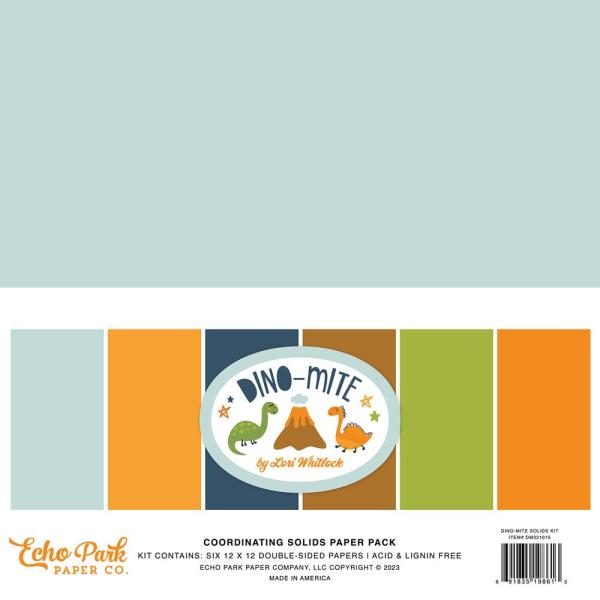 Echo Park - Cardstock "Dino-Mite" Coordinating Solids Paper 12x12 Inch -  Bogen 