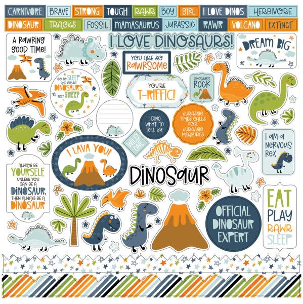 Echo Park - Designpapier "Dino-Mite" Collection Kit 12x12 Inch - 12 Bogen