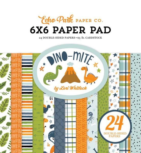 Echo Park - Designpapier "Dino-Mite" Paper Pack 6x6 Inch -  Bogen