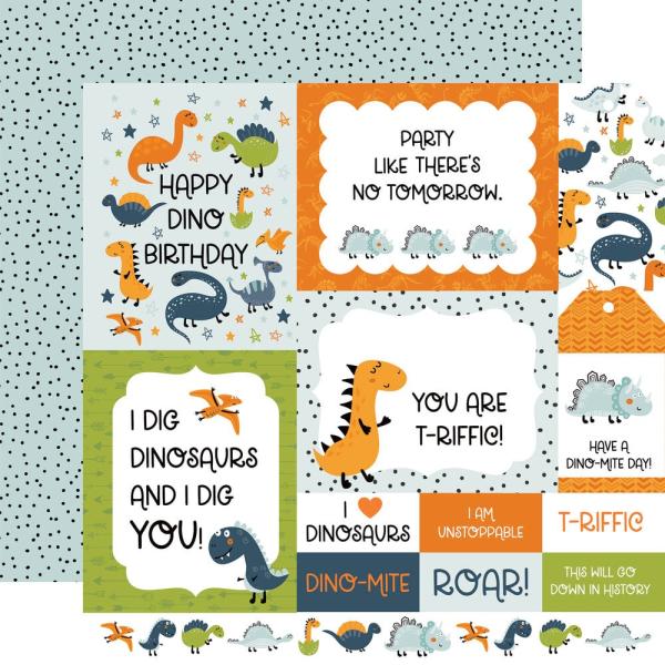 Echo Park - Designpapier "Dino-Mite" Paper Pack 6x6 Inch -  Bogen