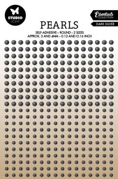 Studio Light - Self-Adhesive Pearls "Dark Silver" selbstklebende Halbperlen 