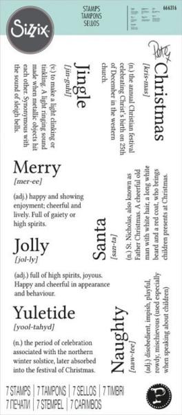 Sizzix - Stempelset "Festive Dictionary Definitions" Clear Stamps Design by Pete Hughes