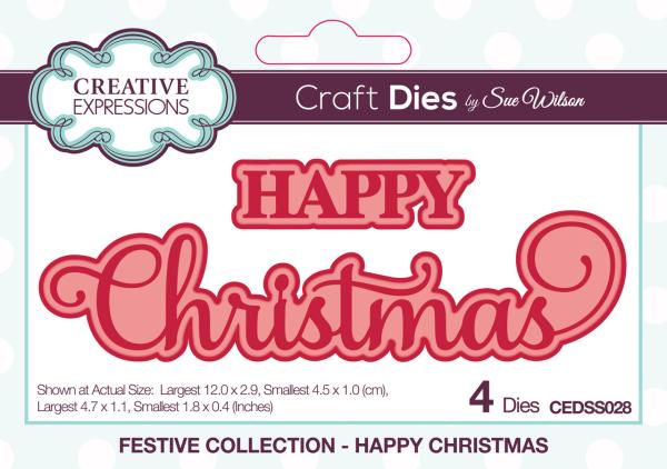 Creative Expressions - Stanzschablone "Happy Christmas" Craft Dies Design by Sue Wilson