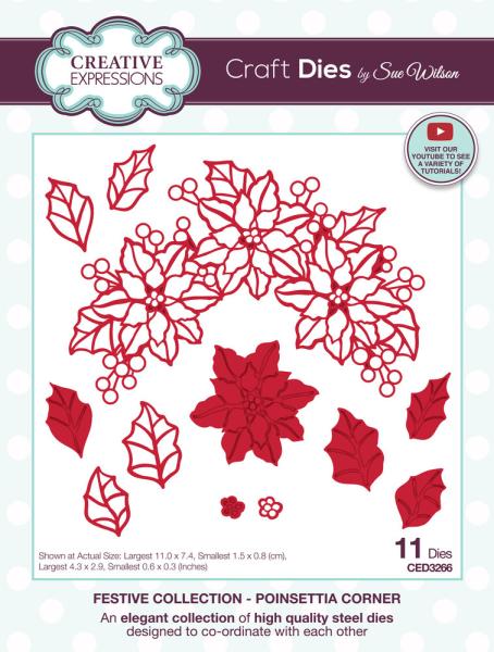 Creative Expressions - Stanzschablone "Poinsettia Corner" Craft Dies Design by Sue Wilson