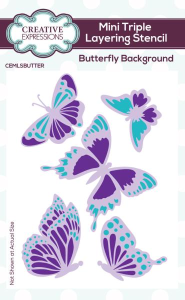 Creative Expressions - Schablone "Butterfly Background" Mini Triple Lyering Stencil 4x3 Inch