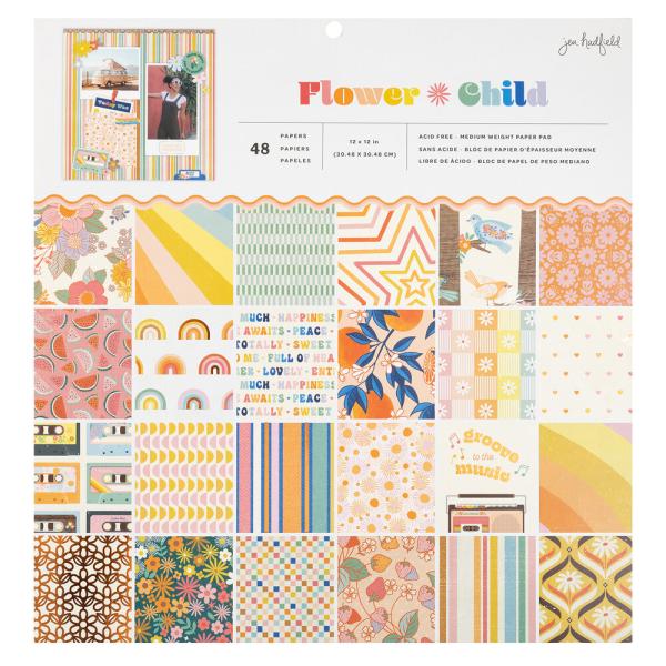 American Crafts - Designpapier "Flower Child" Paper Pack 12x12 Inch - 48 Bogen