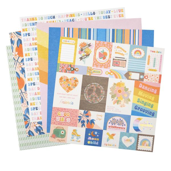 American Crafts - Designpapier "Flower Child" Paper Pack 12x12 Inch - 48 Bogen