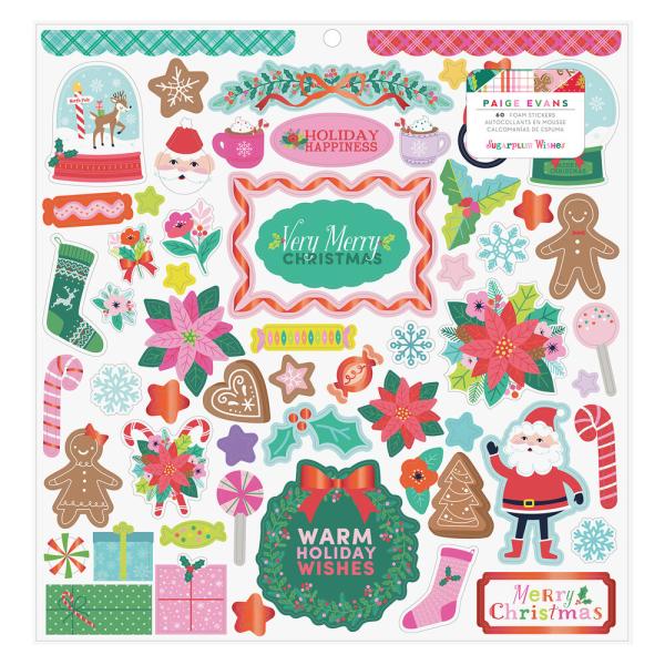 American Crafts - Aufkleber "Sugarplum Wishes"  Foam Sheet Sticker 12x12 Inch