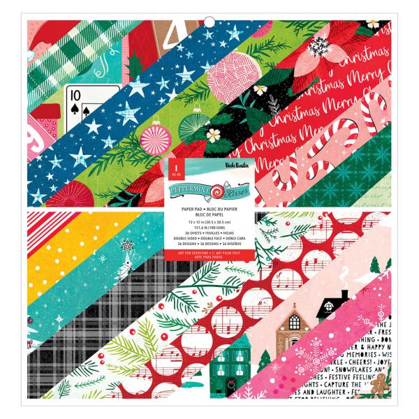 American Crafts - Designpapier "Peppermint Kisses" Paper Pack 12x12 Inch - 36 Bogen