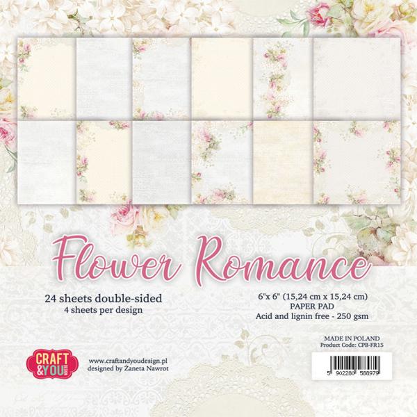 Craft & You Design - Designpapier "Flower Romance" Paper Pad 6x6 Inch - 24 Bogen