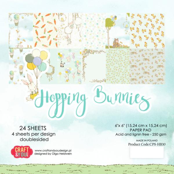 Craft & You Design - Designpapier "Hopping Bunnies" Paper Pad 6x6 Inch - 24 Bogen