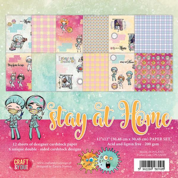 Craft & You Design - Designpapier "Stay At Home" Paper Pad 12x12 Inch - 12 Bogen