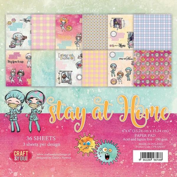 Craft & You Design - Designpapier "Stay At Home" Paper Pad 6x6 Inch - 36 Bogen