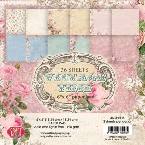 Craft & You Design - Designpapier "Vintage Time" Paper Pad 6x6 Inch - 36 Bogen