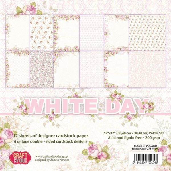 Craft & You Design - Designpapier "White Day" Paper Pad 12x12 Inch - 12 Bogen