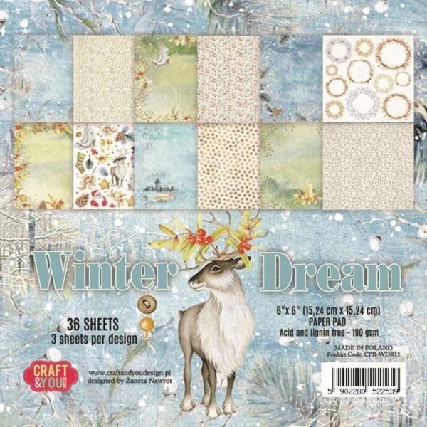 Craft & You Design - Designpapier "Winter Dream" Paper Pad 6x6 Inch - 36 Bogen