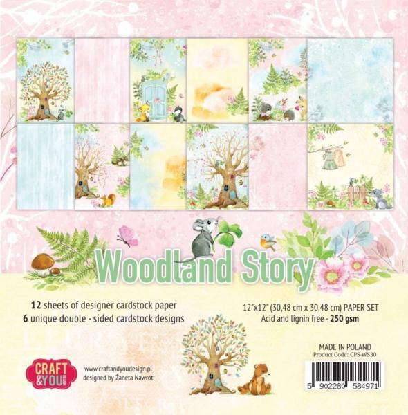 Craft & You Design - Designpapier "Woodland Story" Paper Pad 12x12 Inch - 12 Bogen