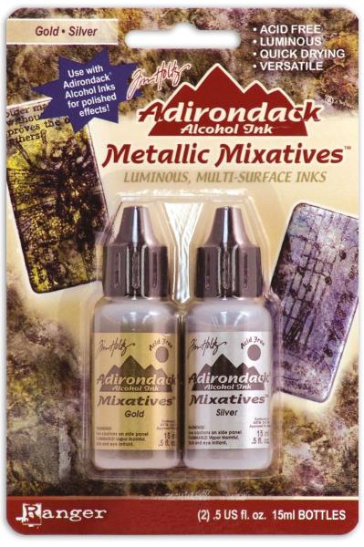 Ranger - Tim Holtz Alkoholtinte "Mixatives Gold & Silver" Adirondack Alcohol Ink 2x15ml