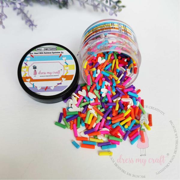 Dress My Craft - Streuteile "Sprikles Heart with Rainbow" Shaker Slices 8g