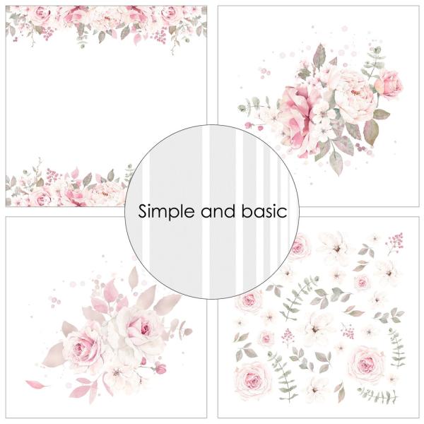 Simple and Basic - Designpapier "Silent Rose" Paper Pack 12x12 Inch - 8 Bogen 