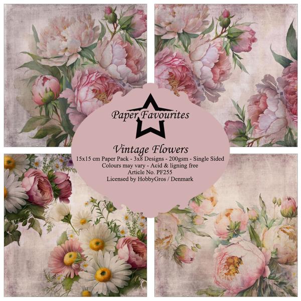 Paper Favourites - Designpapier "Vintage Flowers" Paper Pack 6x6 Inch - 24 Bogen