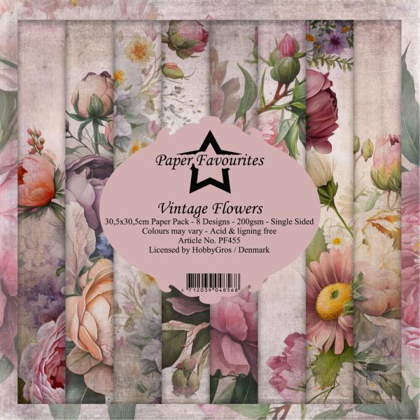 Paper Favourites - Designpapier "Vintage Flowers" Paper Pack 12x12 Inch 8 Bogen