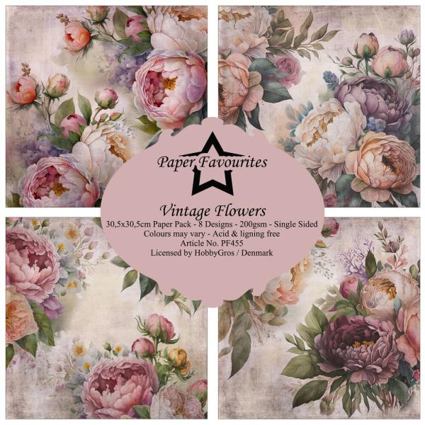 Paper Favourites - Designpapier "Vintage Flowers" Paper Pack 12x12 Inch 8 Bogen