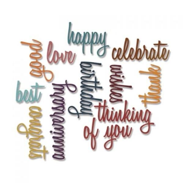 Sizzix - Stanzschablone "Celebration Words: Script" Thinlits Craft Dies by Tim Holtz