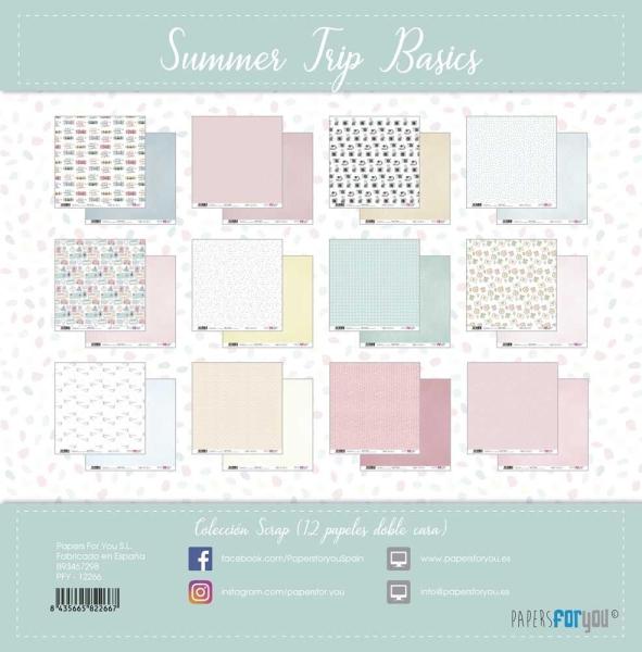 Papers For You - Designpapier "Summer Trip Basics" Paper Pack 30,5x32 cm - 12 Bogen 