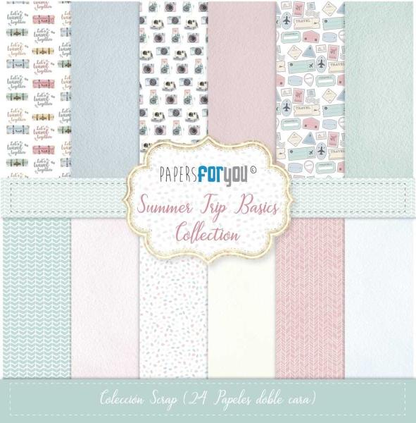 Papers For You - Designpapier "Summer Trip Basics" Paper Pack 8x8 Inch - 24 Bogen 