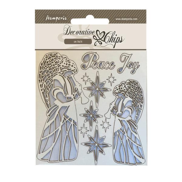 Stamperia - Holzteile 14x14 cm "Angels" Decorative Chips