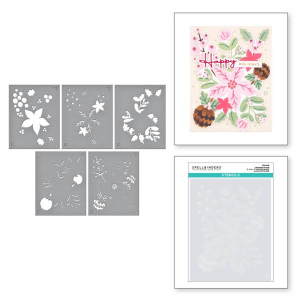 Spellbinders - Schablone "Christmas Florals" Layered Stencil