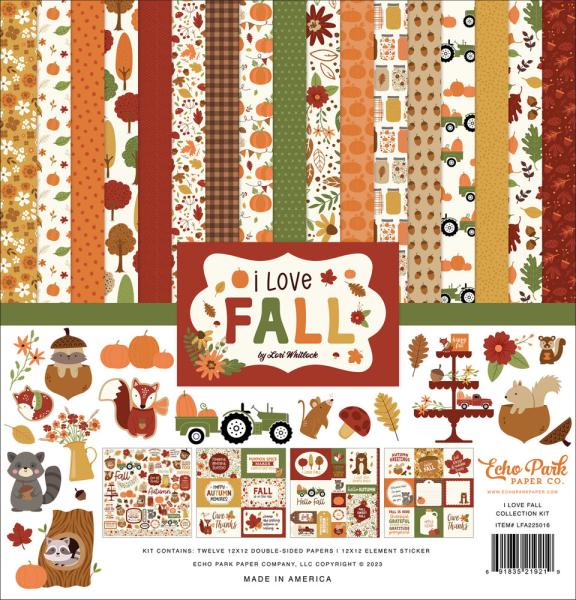 Echo Park - Designpapier "I Love Fall" Collection Kit 12x12 Inch - 12 Bogen