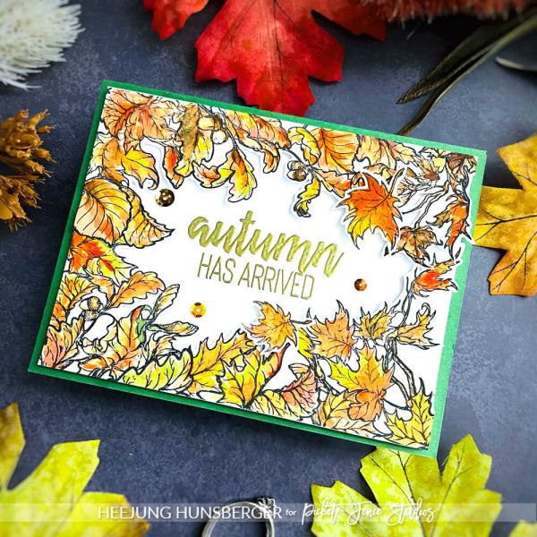 Picket Fence Studios - Stempelset "Follow the Leaves Rectangle Wreath" Clear stamps