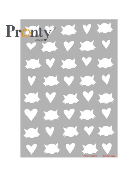 Pronty Crafts - Schablone A5 "Purrrfect Hearts & Heads" Stencil 